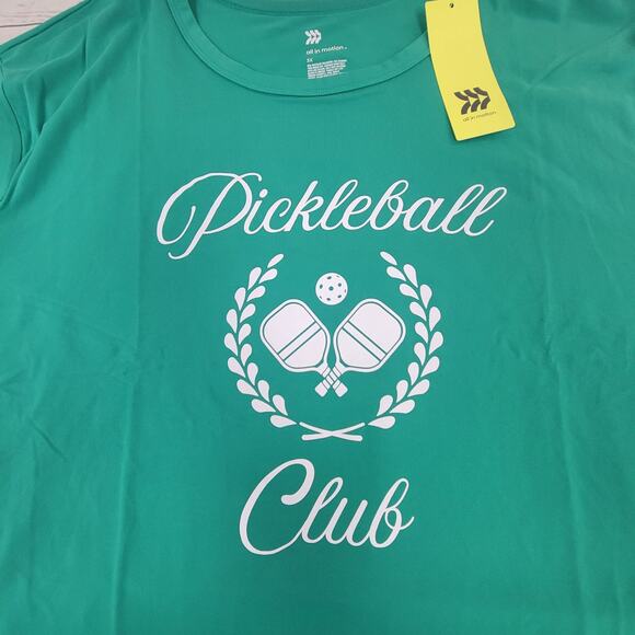All In Motion Green Short Sleeve 'Pickleball' Cropped T-Shirt Top 3X - Picture 2 of 5